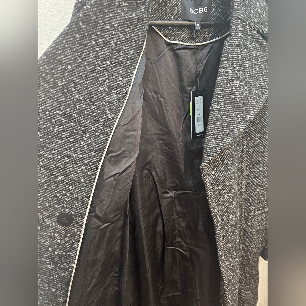 BCBG Charcoal Double-Breasted Trench Coat Size M - Picture 6 of 9